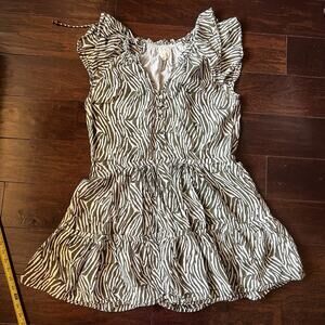 Sole Women’s Summer Short Dress Stripes/Zebra Green & Beige Sz S